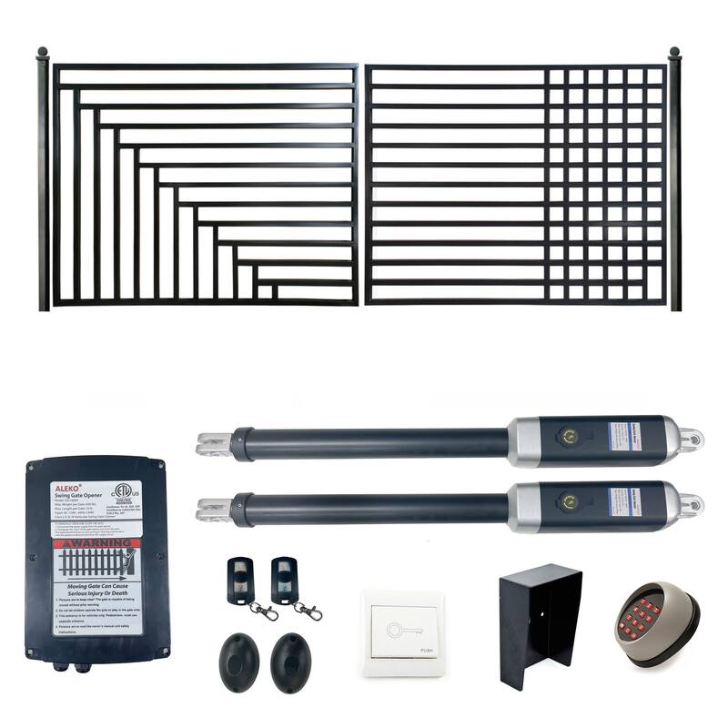 ALEKO Kyiv Style 12 x 6 feet Steel Dual Swing Driveway Gate with Opener