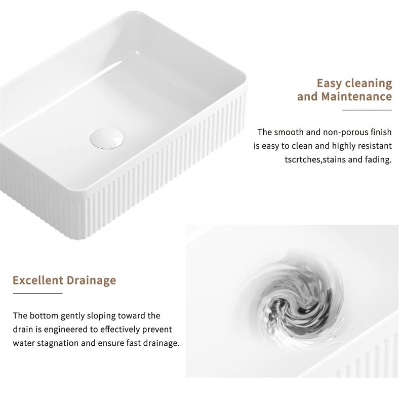 Rectangle Porcelain Ceramic Vessel Sink Above Counter