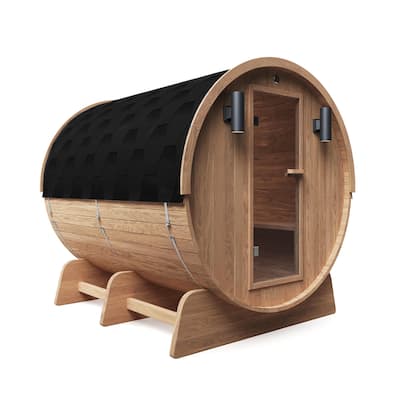 ALEKO Outdoor 8 person Red Cedar Wood Dry Wet Barrel Sauna with Heater and Roof