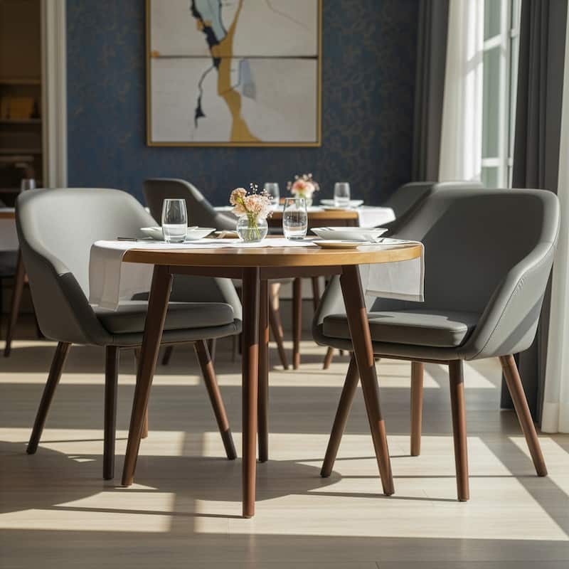 Carson Carrington Akrehamn 2-piece Grey Faux Leather Arm Chair Set - Dining Height - Grey - Set of 2