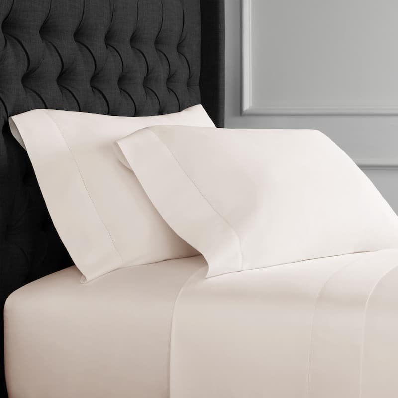 Luxury Hotel Collection 600 Thread Count Cotton Hemstitch Sheet Set - Ivory - Casual - 4 Piece - California King