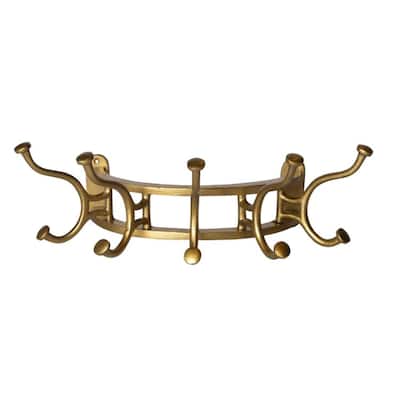 Antique-Style Wall Mounted Coat Rack with Curved Hooks - 24"