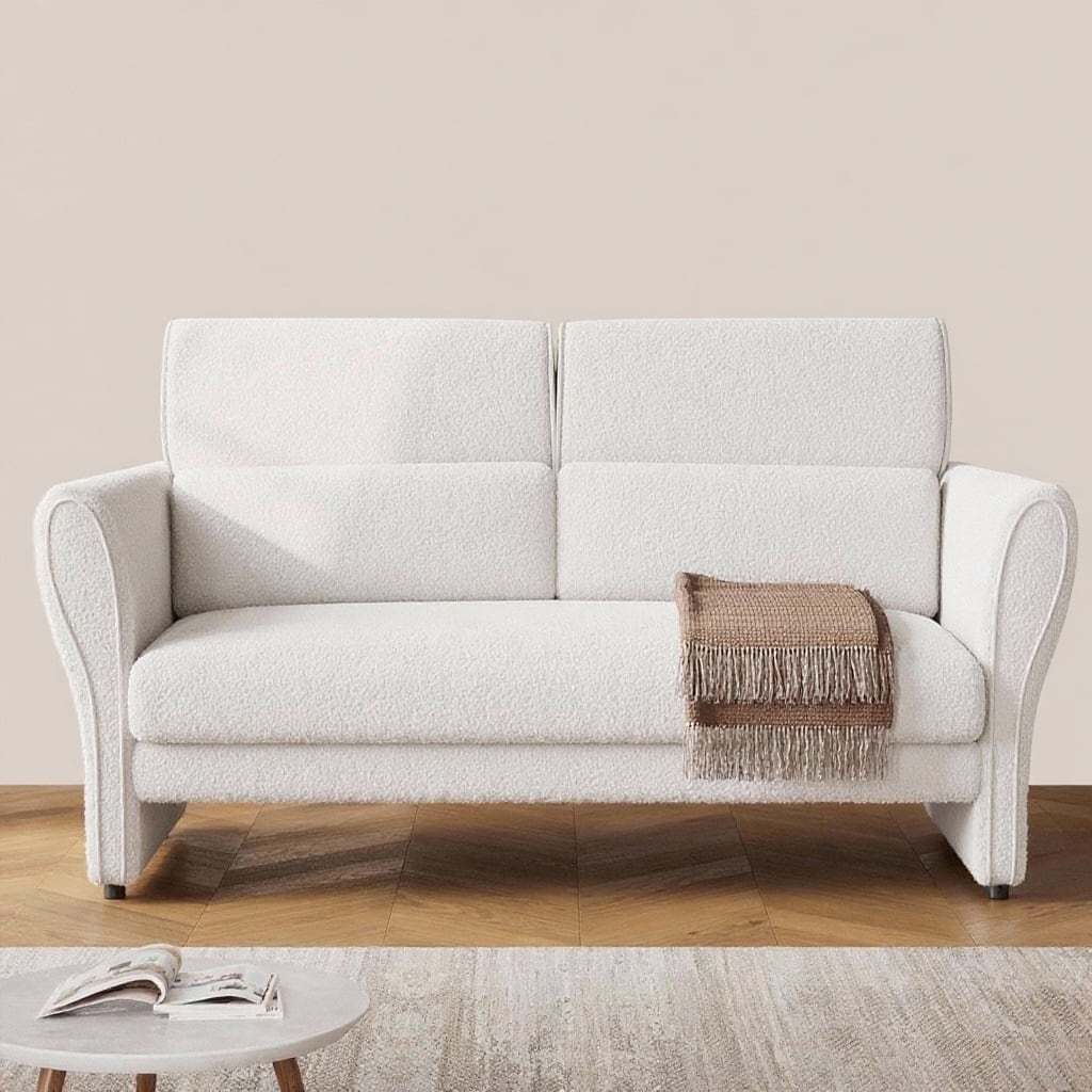 Modern Loveseat Sofa, with High Backrest and Removable Lumbar Pillows
