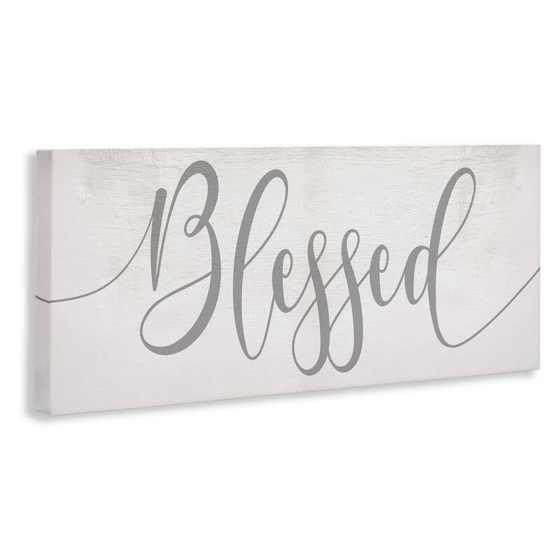 Stupell Soft Grey Blessed Typography over Neutral Off-White Canvas Wall Art