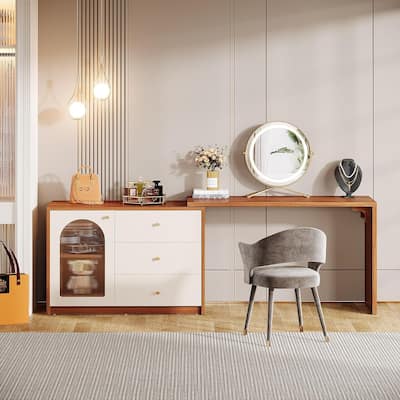 Retractable Makeup Vanity Vanity Desk Dressing Table for Bedroom