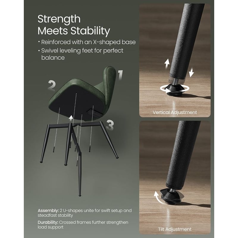 Modern Dining Chairs with Steel Frame and Synthetic Leather Padded Seat