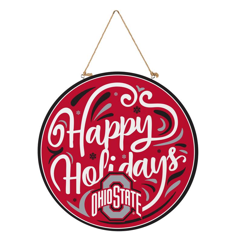 Ohio State University 18" x 18" Happy Holidays Door Décor Wall Sign - 18" x 18"