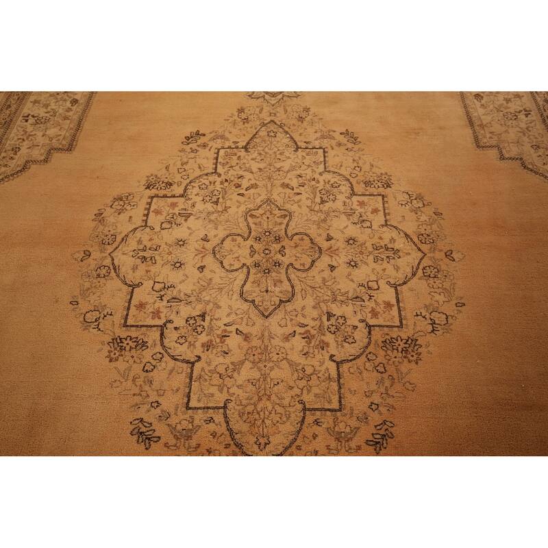 Geometric Tabatabaei Persian Vintage Area Rug Handmade Wool Carpet - 9'7"x 12'7"