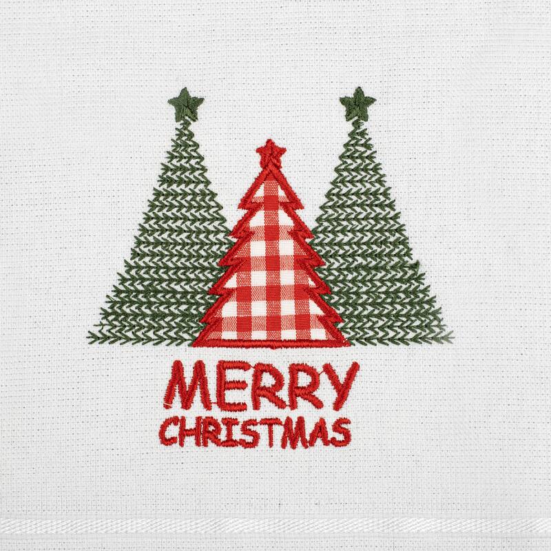 American Soft Linen, Christmas Tree&Socks Cotton White Hand Towel Set