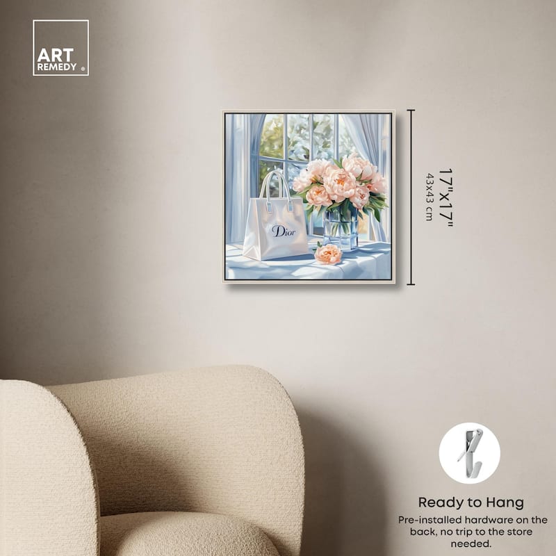 Bag and Peonies Canvas by Art Remedy