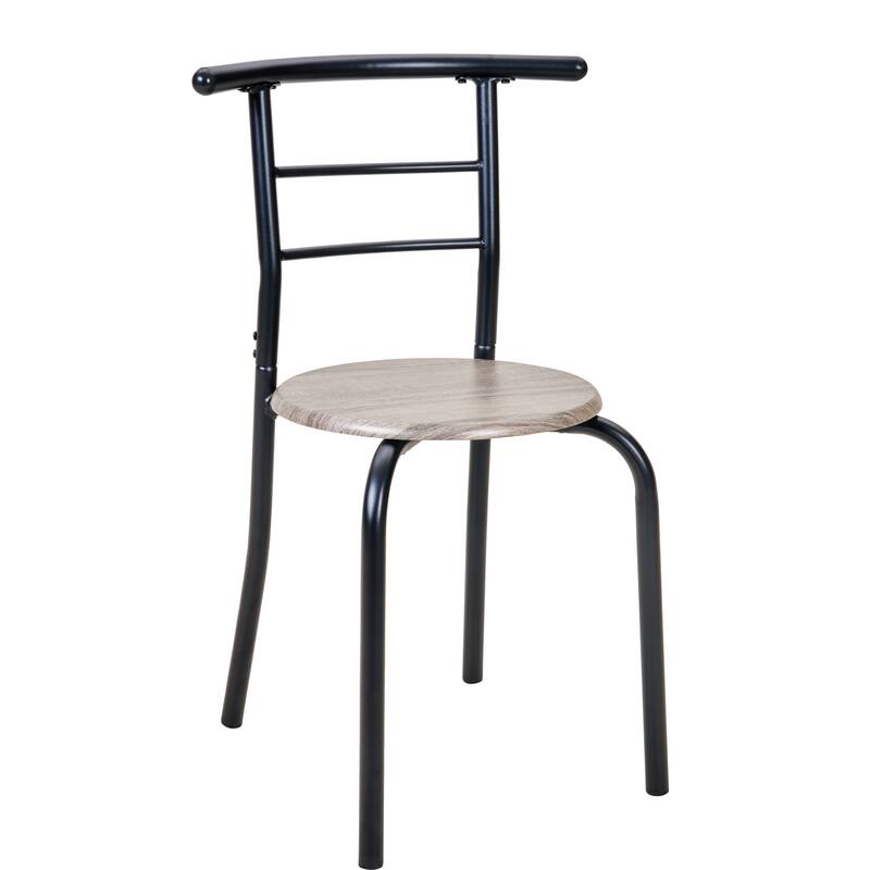 VECELO 3-Piece Compact Dining Set Space Saving 26.4" Square Table & Nesting Chairs Black Curved Frame & Round Back Chairs