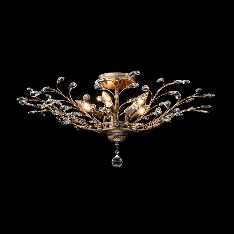 Starsky 5-Light Vintage Crystal Branch Semi-Flush Mount