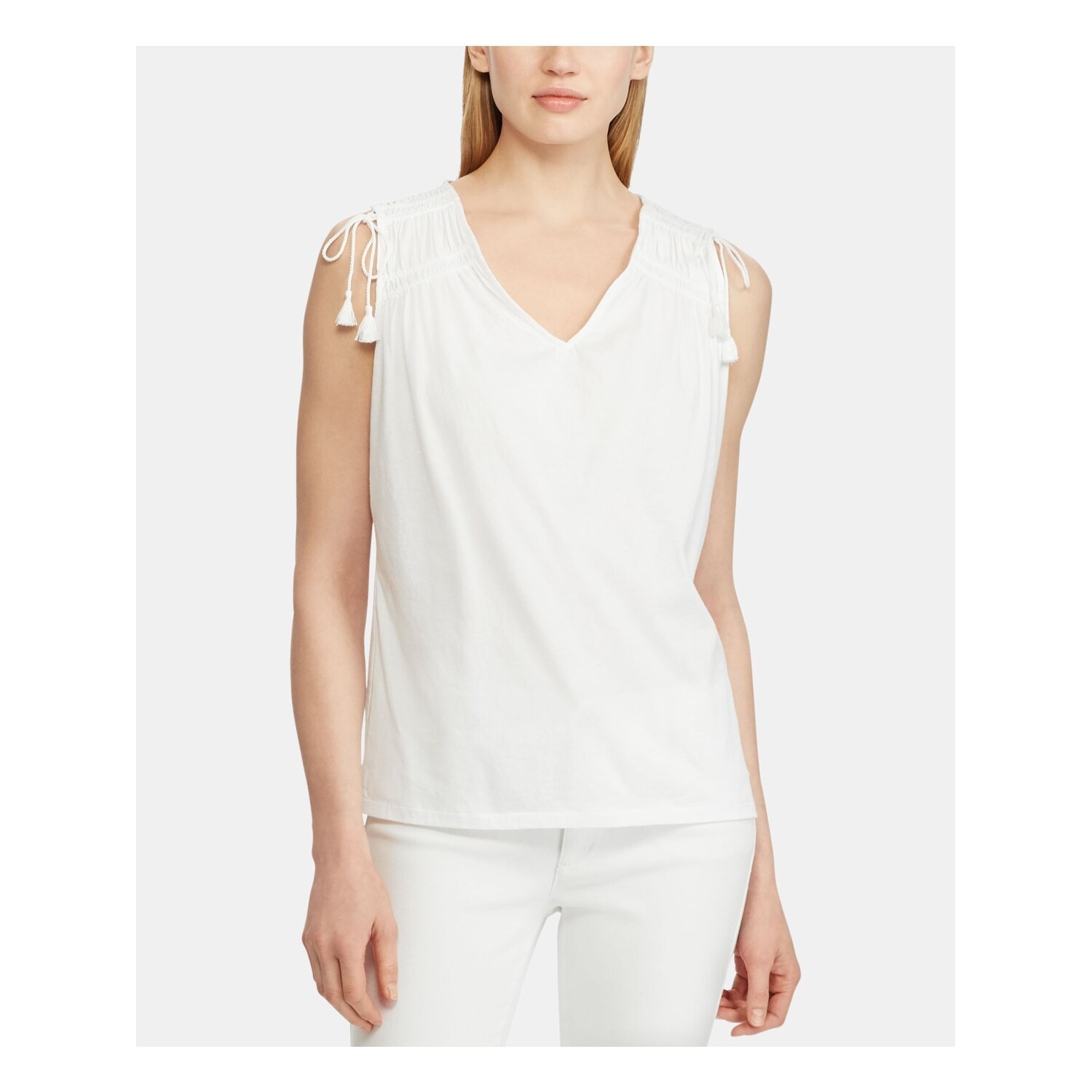ladies white sleeveless top
