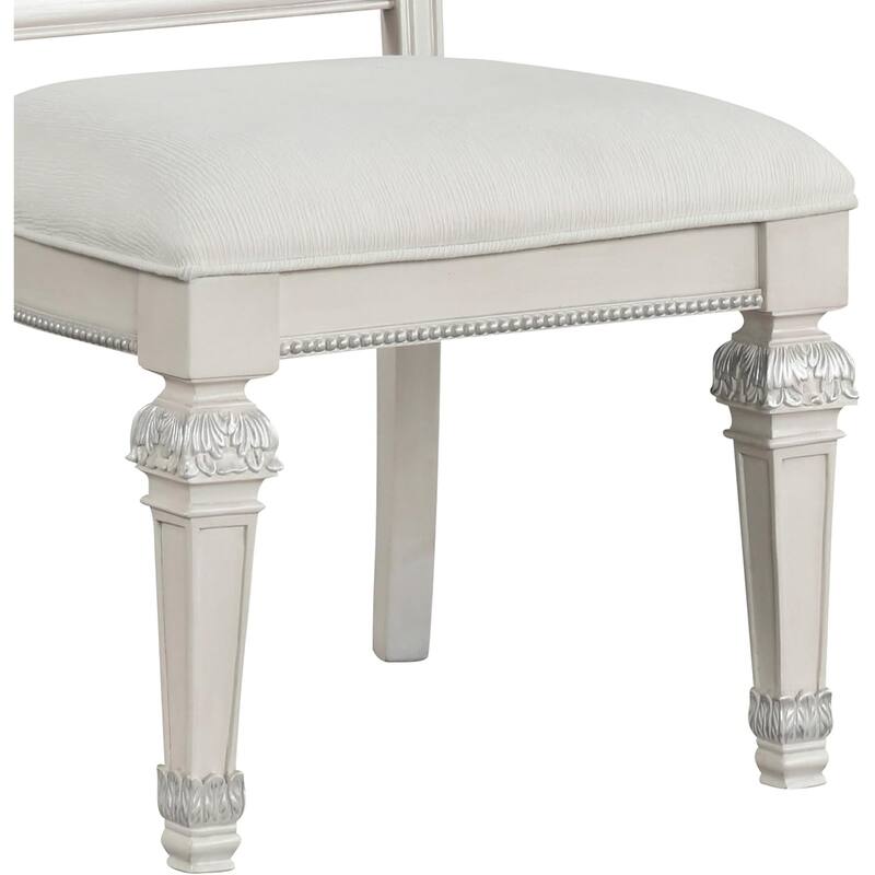 Elegant Ivory Finish Side Chairs Set Tufted