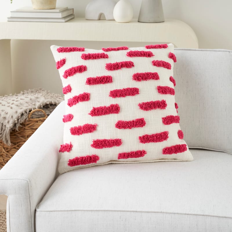 Mina Victory Life Styles Tufted Lines Geometric 18" x 18" Indoor Throw Pillow