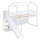 preview thumbnail 19 of 27, Twin Size House Loft Bed with Slide, Storage Shelves and Light, Wood Kids Bed Frame with Guardrail and Ladder, Climbing Ramp