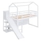 preview thumbnail 9 of 13, White House Twin Size Loft Bed with Slide, Storage Shelves, Climbing Ramp, and Adjustable Light for Fun and Safety