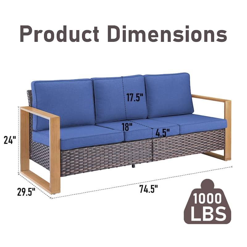 Gymojoy PE Wicker Patio Sofa Sectional Sets - Brown