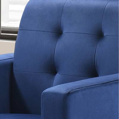 Velvet Accent Chairs Single Sofa with Square Arms for Livingroom Modern High Back Chaise Lounges Arm Chairs with Tapered Legs