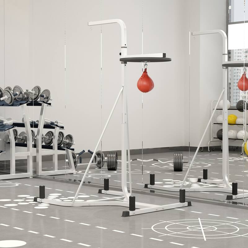 Soozier Free-Standing Speed Bag Platform Punch Bag Station Boxing Stand Heavy Duty Frame White - White