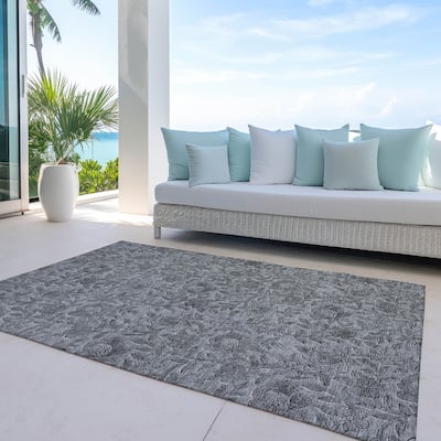 Machine Washable Indoor/ Outdoor Chantille Floral Rug
