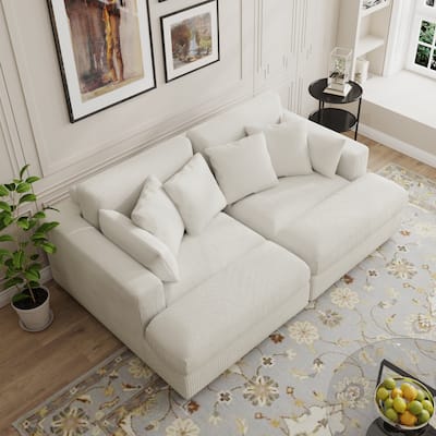 Modern Corduroy Modular Sectional Sofa Chaise Couch Bed