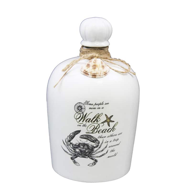 White Ceramic Jug with Crab