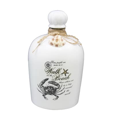 White Ceramic Jug with Crab