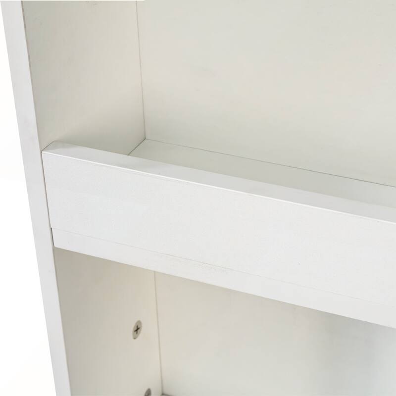70.87 H Modern Wooden Tall Display Storage Cabinet with 4-Tier Shelves and 4 Small Display Shelves