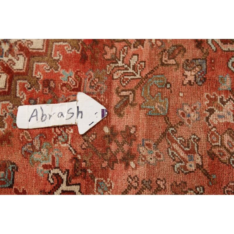Orange Heriz Persian Vintage Area Rug Handmade Medallion Wool Carpet - 9'7"x 13'0"