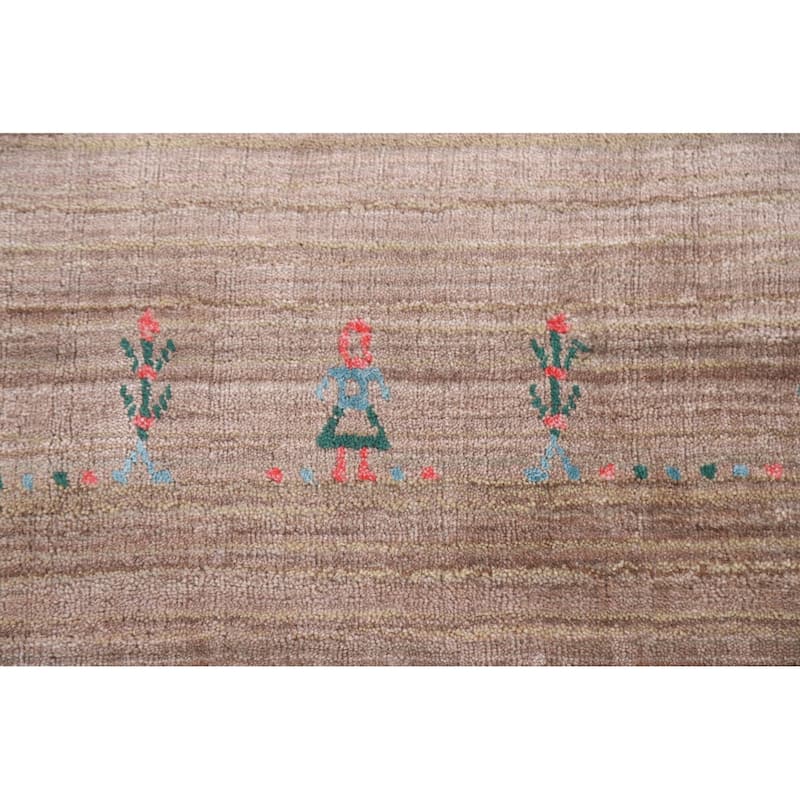 Modern Gabbeh Rug Hand-Knotted Tribal Wool Carpet - 7'11"x 9'7"