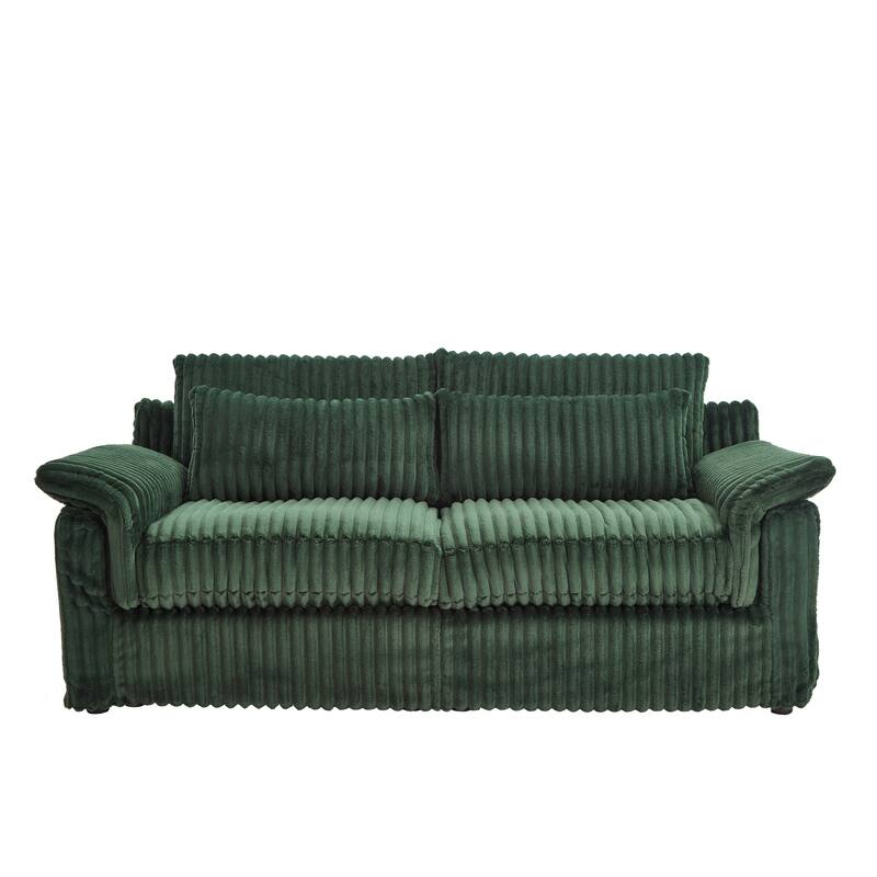 2-Seater Sofa Couch, Cloud Corduroy Loveseat Sofa, Plush Recliner Sofa Chaise Lounge Sofa with Removable Covers