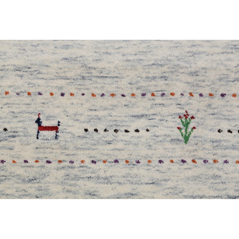 Tribal Gabbeh Indian Area Rug Handmade Wool Carpet - 5'2" x 7'10"