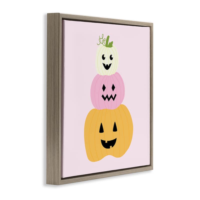 Stupell Pastel Happy Jack-o-Lanterns Framed Floater Canvas Wall Art Design By Sazerelli Designs