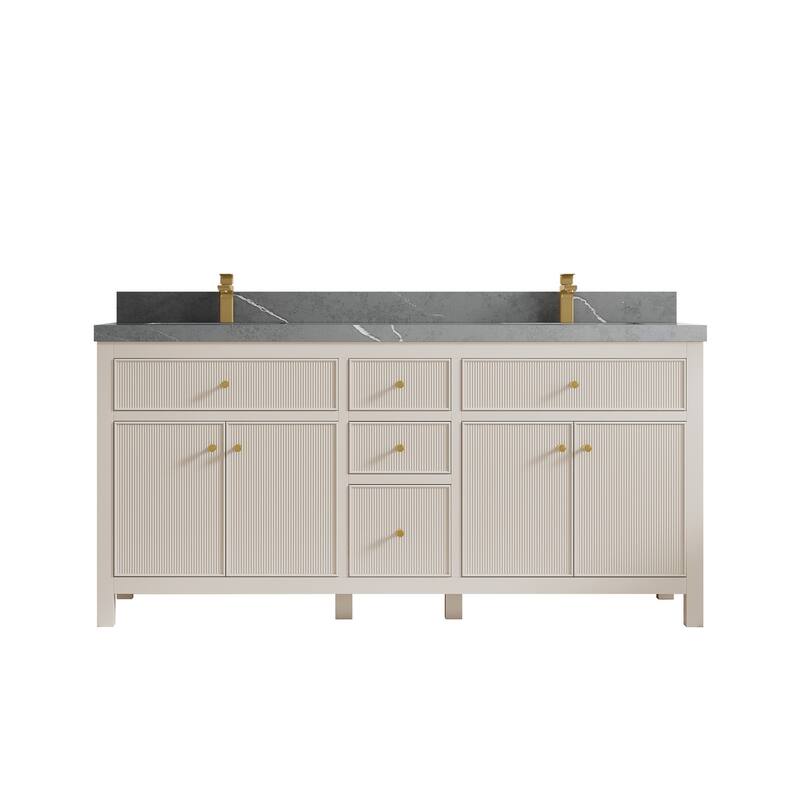 Willow Collections 72 in W x 22 in D Sonoma Free Standing Reeded Double Sink Bathroom Vanity with Countertop