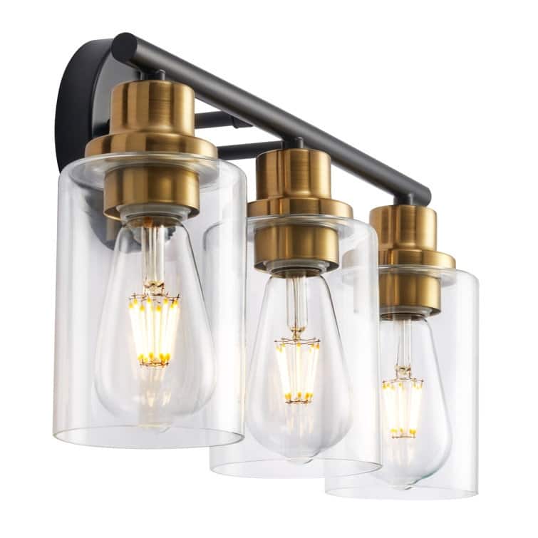 CO-Z 3-Light Gold Black Vanity Light - 15.7x10.8x7