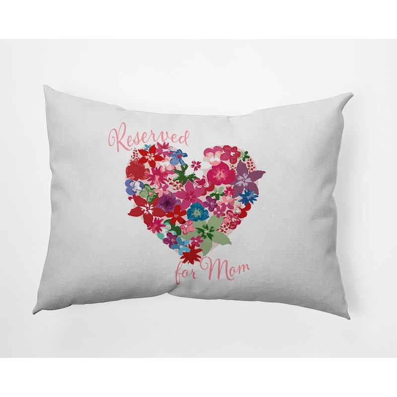 Reserved for Mom Heart Bouquet Mother's Day Indoor/Outdoor Throw Pillow - 14" x 20" - Pink Icing