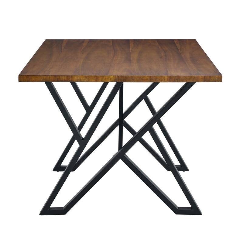 5-Piece Dining Table Set with Faux Leather Chairs and Metal Base, Feet with Anti-scratch and Anti-noise Pads
