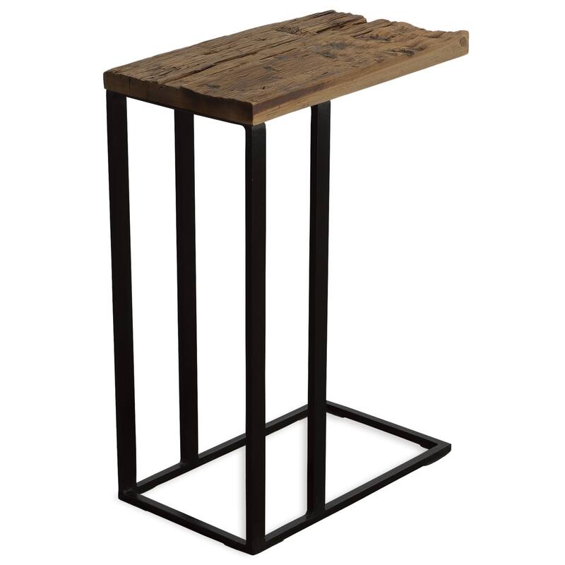 Wooden C-Form Accent Table - 24" - Brown and Black