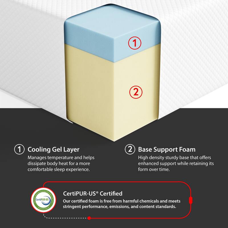 O-Sleep 12" Gel Memory Foam Mattress in a Box with CertiPUR-US and OEKO-TEX
