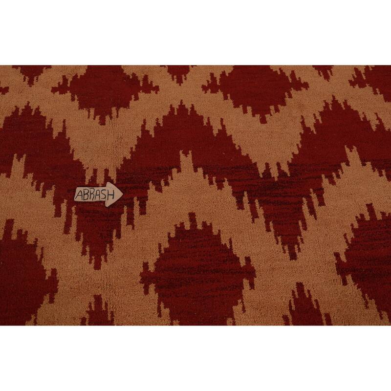 Hand Knotted Oriental 100% Wool Carpet Modern Geometric Oranges & Rust Moroccan Area Rug - 11' 7'' X 9' 5''