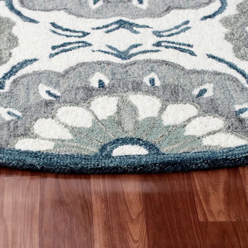 Sevita Ivory/Grey Suzani Round Area Rug