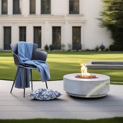 30" Propane Round Concrete Gas Fire Pit with 50000 BTU