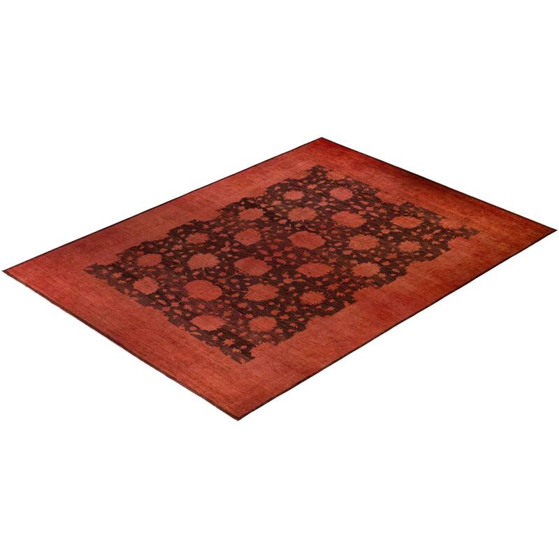 Overton Hand Knotted Wool Vintage Inspired Modern Contemporary Overdyed Brown Area Rug - 12' 1" x 16' 0"