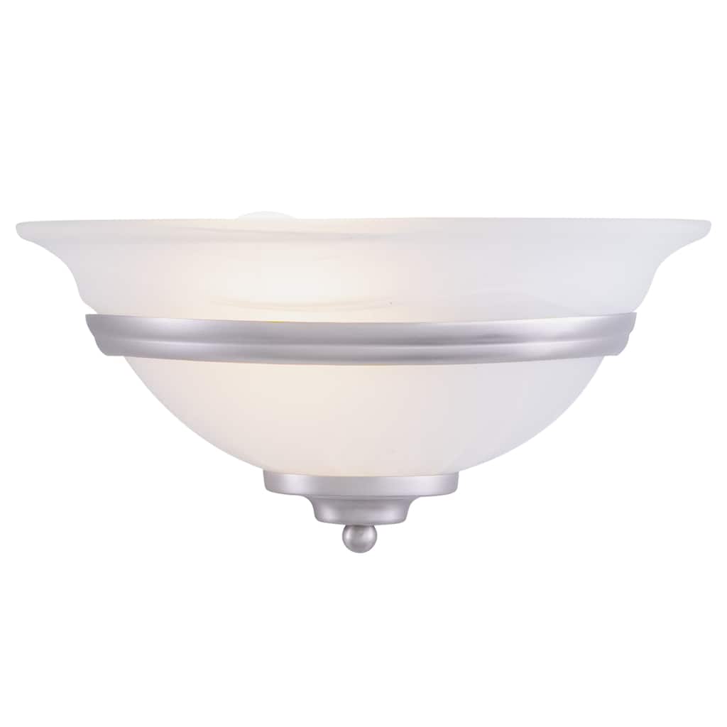 Da Vinci 1 Light Brushed Nickel Half Moon Wall Sconce White Glass - 12-in W x 6-in H x 6.25-in D
