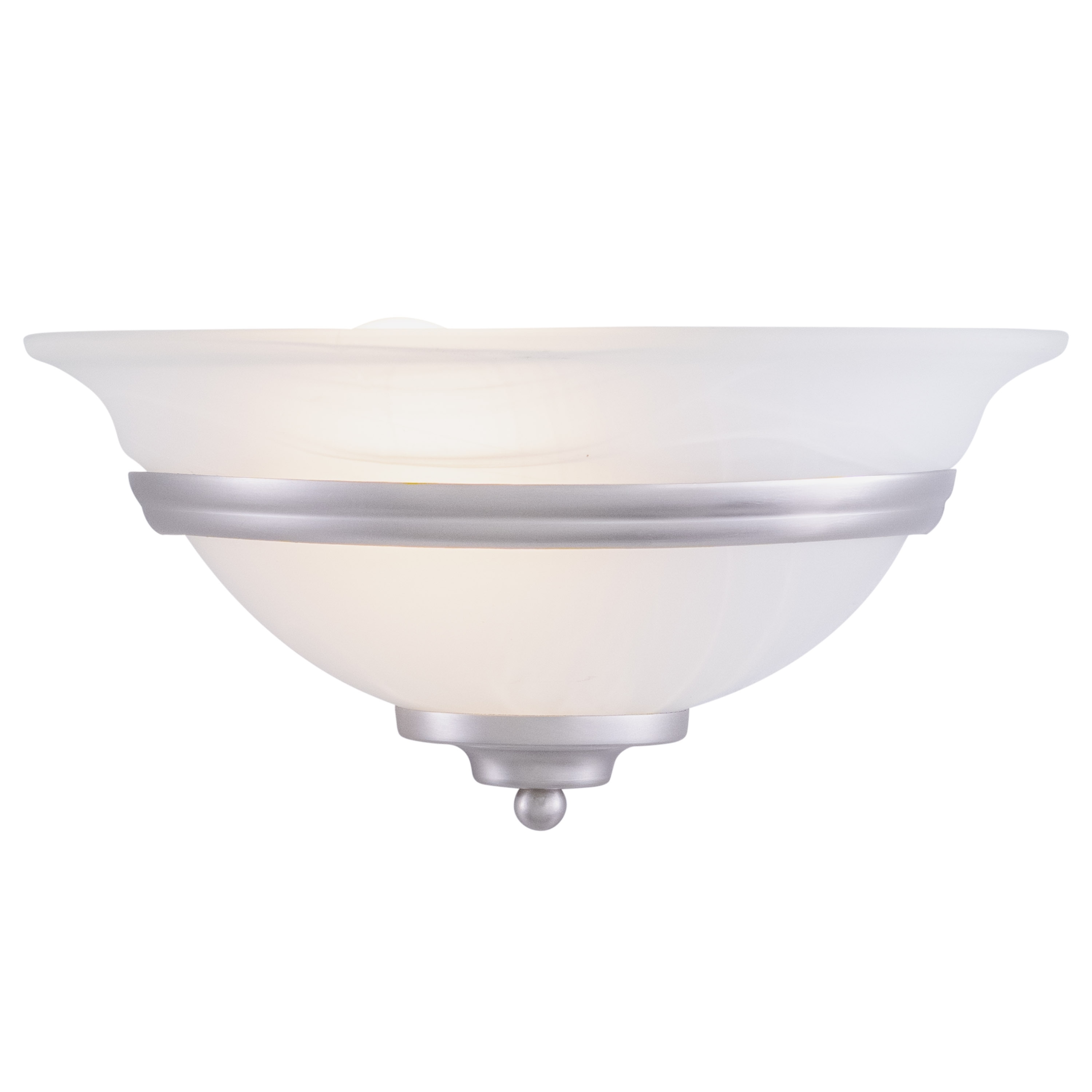 VAXCEL Da Vinci 1 Light Brushed Nickel Half Moon Wall Sconce White Glass - 12-in W x 6-in H x 6.25-in D