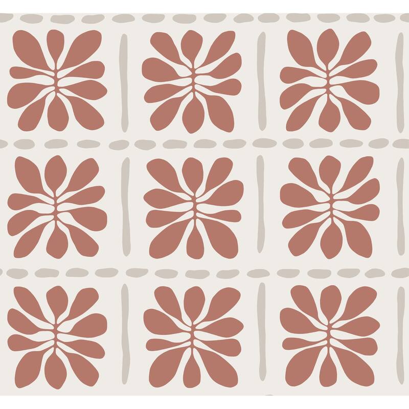 York Wallcoverings Mimosa Fleur Terracotta Wallpaper