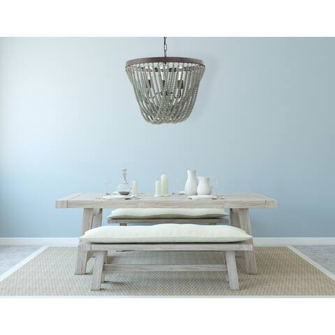 Metal Chandelier with Aqua Wood Beads