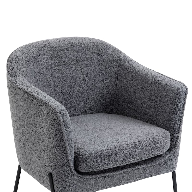 Ayame Gray Boucle Accent Chair with Black Iron Legs