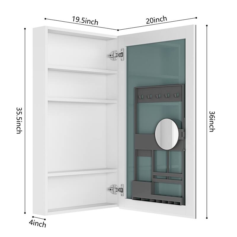 Frameless Bathroom Medicine Cabinet with Beveled Mirror Edges, Left Opening Door, Soft-Closing Hinges